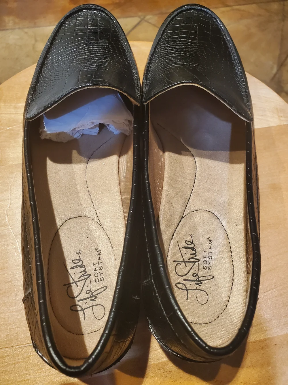 LifeStride Black Croc-Embossed Leather Loafers